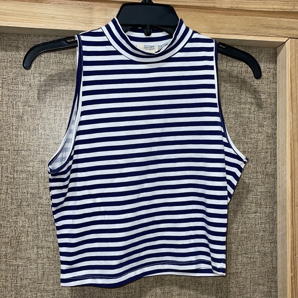 Halter stripe top navy blue and white